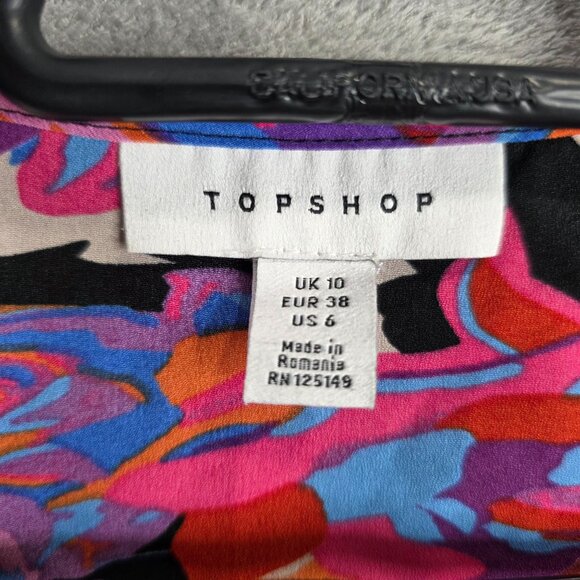 Womens Topshop Multicolor Floral Tie-Front Blazer Jacket Long Sleeve Size 6 - Picture 2 of 7